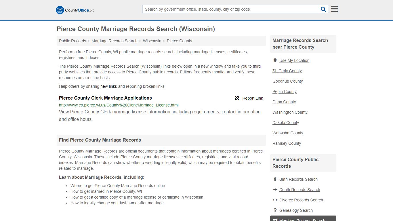 Marriage Records Search - Pierce County, WI (Marriage ...