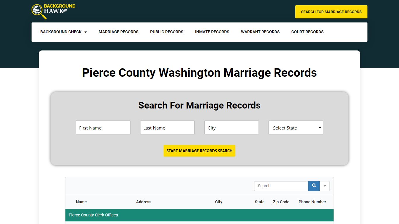 Marriage Records in Pierce County , Washington