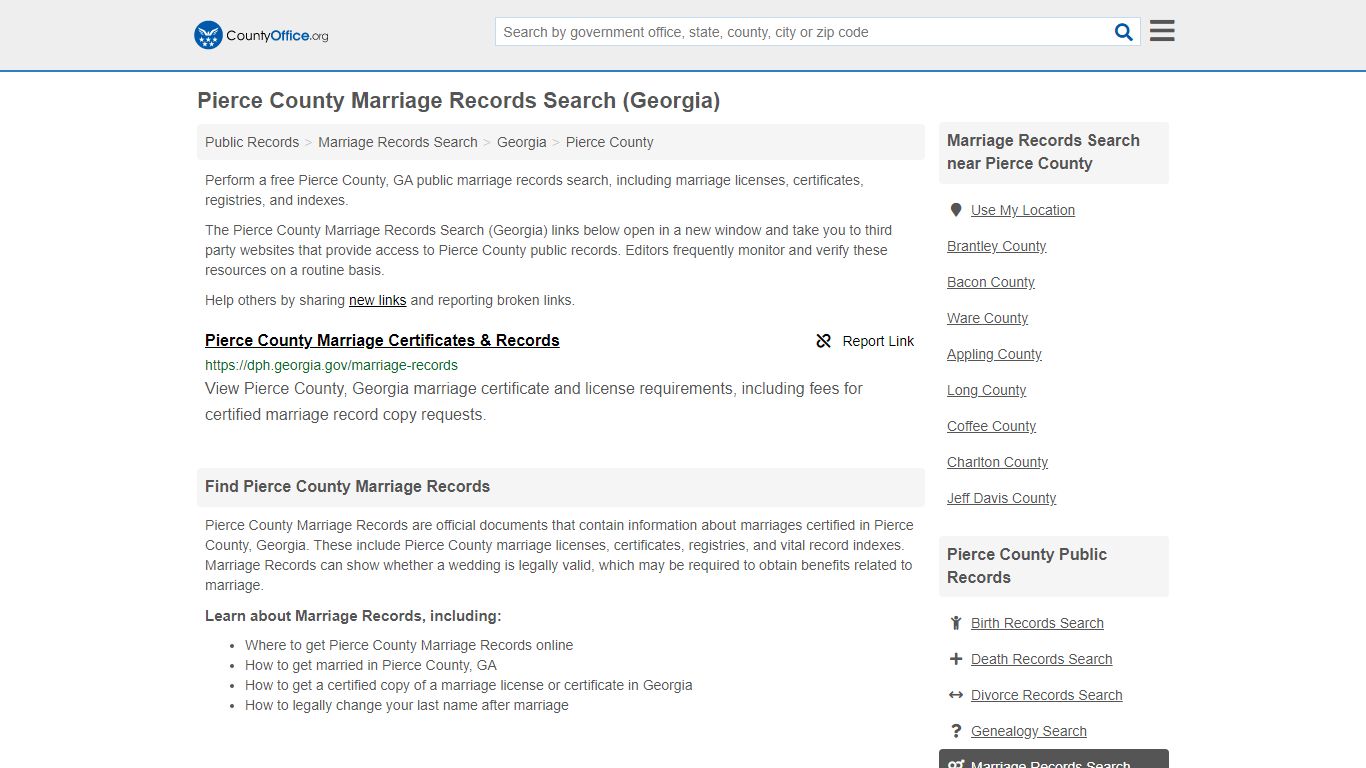 Marriage Records Search - Pierce County, GA (Marriage ...